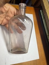 Antique Light Purple Warranted Strap Sided Flask 14oz