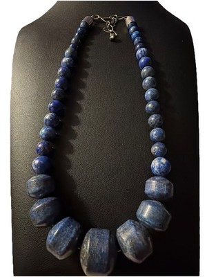 Jay King Chunky 8-22mm Natural Afghanistan Lapis Lazuli Sterling Silver Necklace