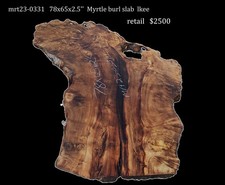 Myrtle Burl Slab DIY Table Craft Wood River Table Mrt23-0331