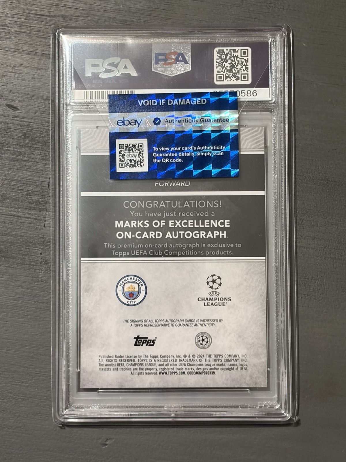 ERLING HAALAND PSA 2023-24 TOPPS MUSEUM COLL UCL MARKS OF EXCELLENCE RED AUTO /5 view 3