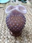 Fenton Wisteria Opalescent Hobnail glass mini bud vase, 3.5 in