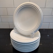 Pfaltzgraff Terrace Solid White 8'' Salad Plates Embossed Ring Rim Lot of 8 EUC