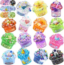 2 or 13 Pack Jelly Cube Crunchy Slime Crystal Slime Kit Super Soft and Non-Stick
