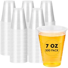 500 Pack 7 oz Plastic Cups, Clear Disposable Plastic Cups Bulk, Cold Drinking...