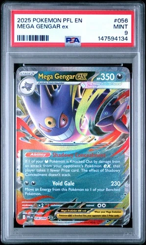 147594134 Mega Gengar ex 2025 Pokemon Phantasmal Flames #056 PSA 9