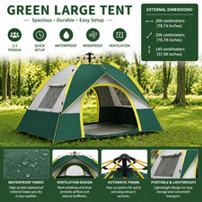 3-4 Person Pop Up Tents Waterproof Windproof Instant Tent for Camping Hiking