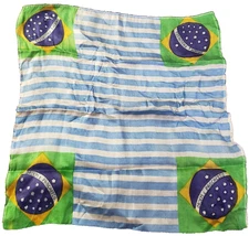 Brazil Flag Ordem E Progresso Silk Pocket Scarf hand rolled Vintage Gift