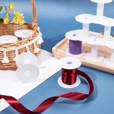 20 Packs Small Empty Spools White Plastic Spools Wire Weaving Bobbins Ribbon ...