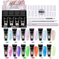 Poly Nail Gel Kit, Poly Nail Gel Set 12 Color 15ml Clear Builder Nail Gel Set