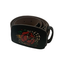 YMI Jeanswear Belt Brown Size 10 Women's Roses 35x1.25