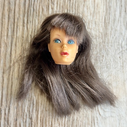 Vintage Barbie Doll Head Only Mod 1960s Brunette Damaged For Repair No Lashes