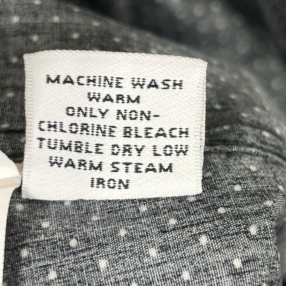 Camisa de vestir de tela adecuada para hombre XL negra a lunares 100 % algodón puño francés Foto 4 de 4