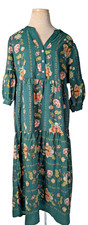 Fig and Flower Boho Green Floral Tiered Midi Maxi Dress Size M New with Tags