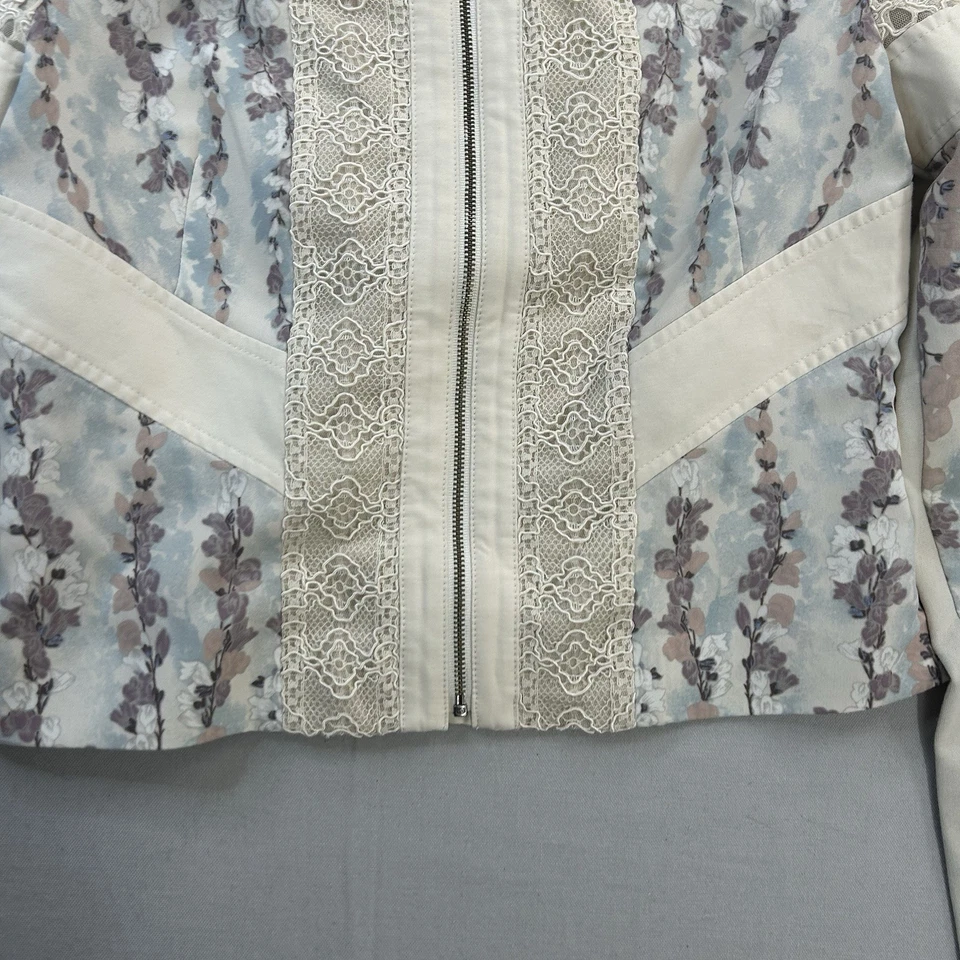 BCBGMAXAZRIA XS Chaqueta Blanca Cremallera Completa Estilo Moto Foto 2 de 4