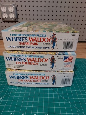 Vintage Where s Waldo Lot Of 3 Puzzles 108 Pieces Seek & Find All COMPLETE