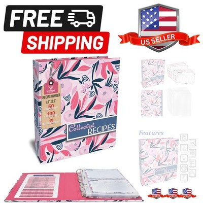 Recipe Binder, 8.5" x 9.5" 3 Ring Binder Organizer Set with 50 Page  Protector... | eBay