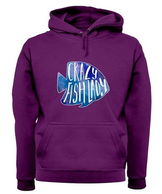 Crazy Fish Lady - Adult Hoodie / Sweater - Fishing Goldfish Aquarium Pond