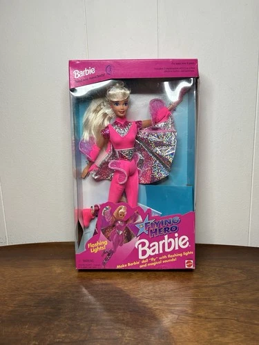 NIB 1995 Barbie Flying Hero Doll  #14030 Flashing Lights & Magical Sounds NRFB