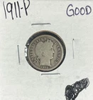 1911 BARBER SILVER DIME ~ GOOD ~NICE COIN~ 90% SILVER