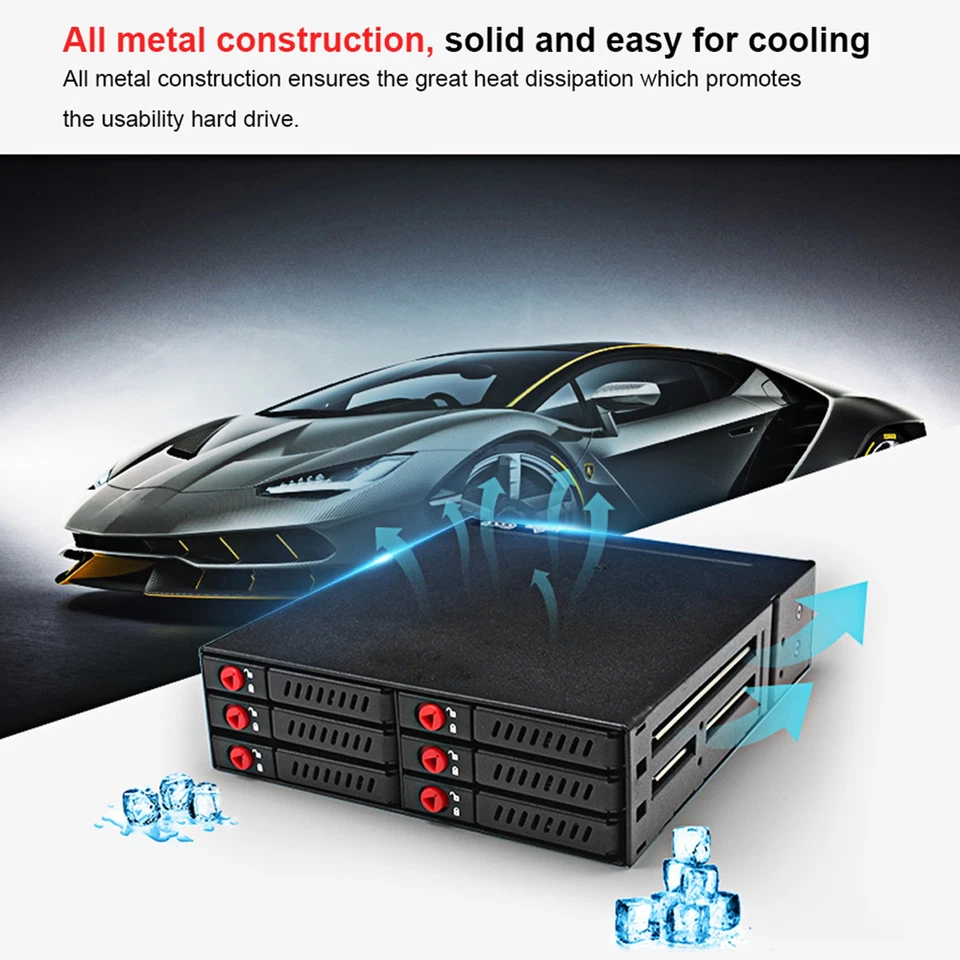 6-Bay Hot Swap SATA Mobile Rack Backplane Mobile Rack Enclosure for 2.5'' HDD UK - Image 4 of 4