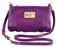 MARC JACOBS Classic Q Percy Crossbody Clutch Leather Bag, Violet Purple Pink