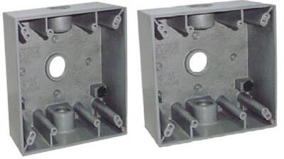 2 PC BWF TGB75-4V 3/4'' 4 HOLE 2 GANG WEATHERPROOF POWER OUTLET ELECTRICAL BOX