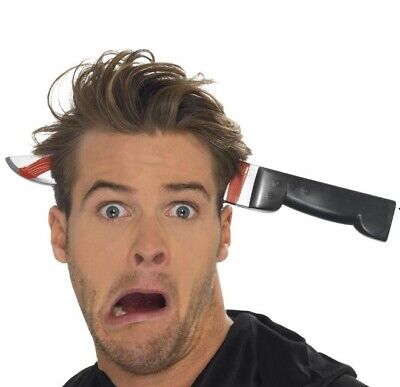 Knife Through Head Bloody Halloween Horror Fancy Dress Accessory