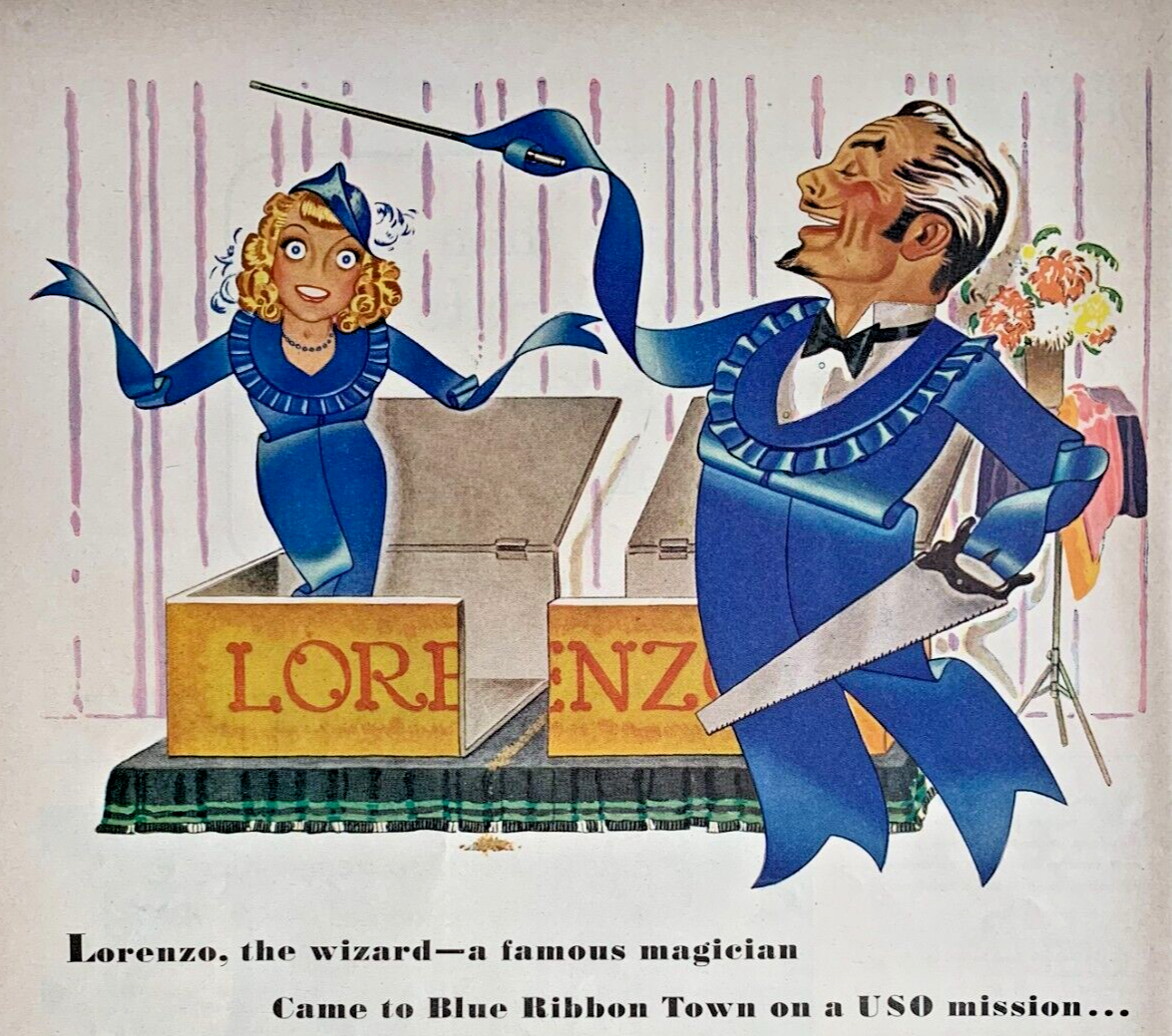 1944 Pabst Blue Ribbon Beer Print Ad Cartoon Magician | eBay