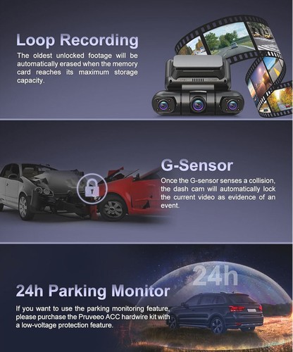 4 Channel Dash Cam 360°Panorama Car DVR HD 4*1080P Cameras WIFI GPS Night Vision - Picture 7 of 8