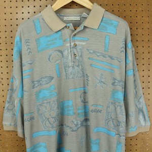 vtg-80s-90s-BUGLE-BOY-polo-shirt-XL-tag-faded-abstract-print-surfer-vaporwave