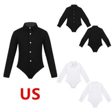Boys Kid Bodysuit Latin Jazz Ballroom Salsa Dance Leotard Dress Shirts Romper