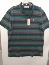 NWT $89 Original Penguin Ombre Striped Short Sleeve Polo Shirt Men's Munsingwear