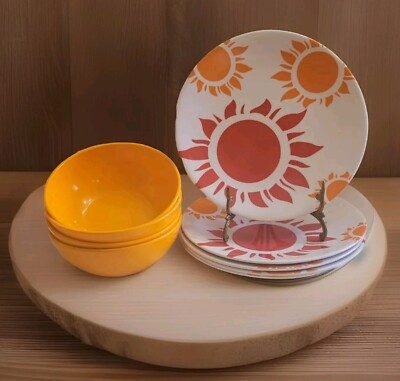Pieces Target Home Melamine Plates/Bowls Sun Orange Yellow Plates  Bowls