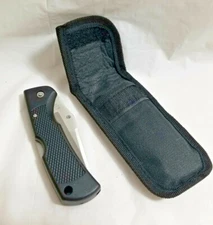 3.7" Maxam Half Serrated Folding Hunting Camping Knife/w Sheath Stainless Steel 