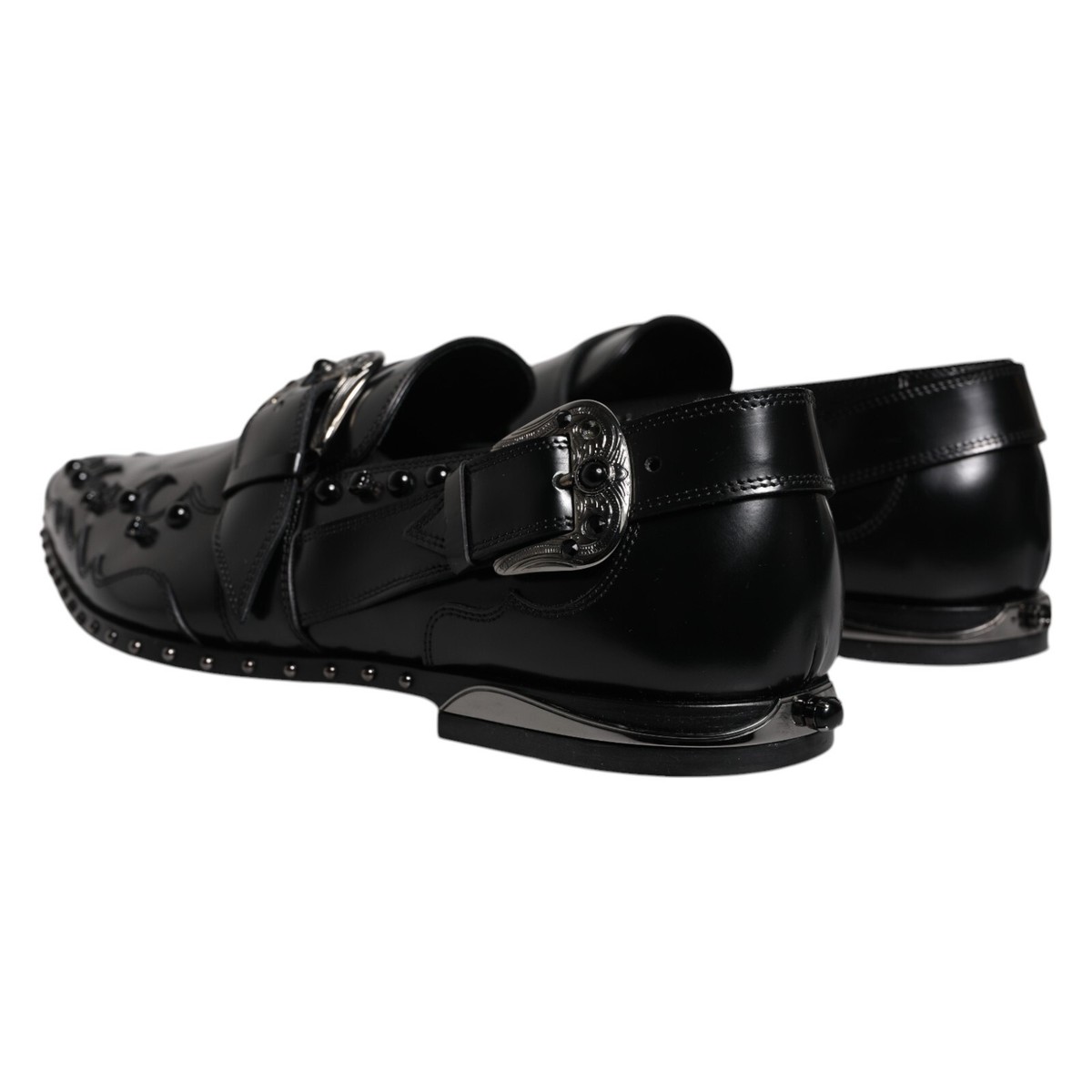 DOLCE & GABBANA Shoes Black Embellished Derby Monk Strap Men  display picture 2