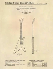 Gibson Guitar #2 US Patent Art Print - Vintage Antique Guitar Fender Gibson -750