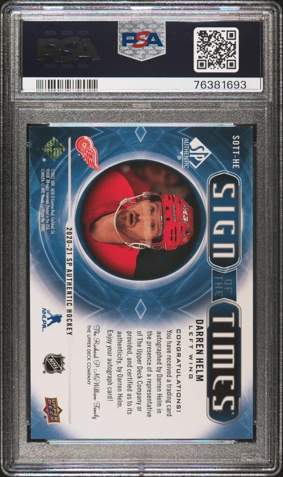 2020-21 SP Authentic Darren Helm Sign of the Times Auto PSA 9 - Image 2 of 2