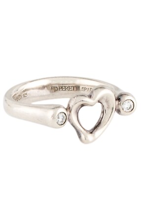 TIFFANY & CO. DIAMOND STERLING SILVER 925 OPEN HEART RING From the
