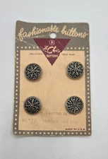 Vintage Le Chic Metal Twinkle Buttons Silver Tone Original Card