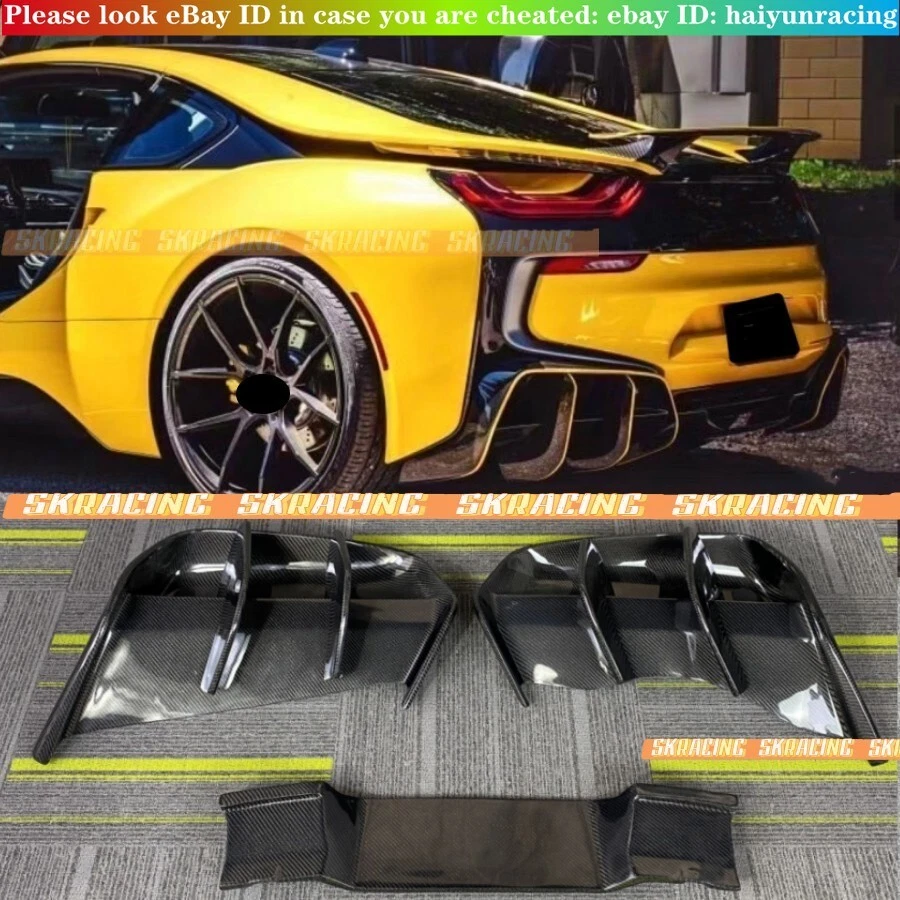 Kits de carrocería difusor divisor de labios parachoques trasero de fibra de carbono real para BMW i8 2014-20 Foto 3 de 4