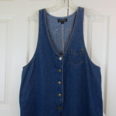 KAREN KANE Denim Button Front Sleeveless Maxi Dress Sz 16 Blue Medium Wash  | eBay