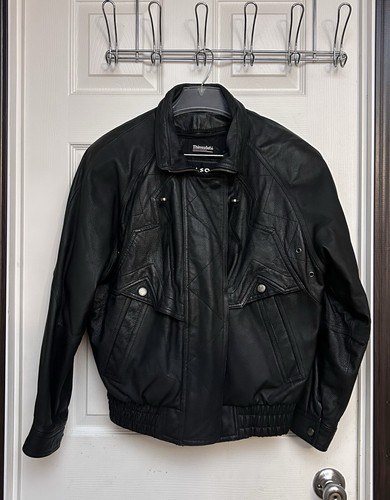 Vintage Wilsons Thinsulate Zip-Up Black Leather Biker Moto PUNK Jacket Small - Picture 10 of 10