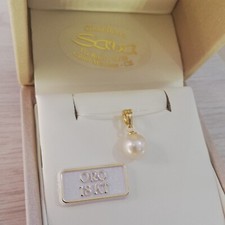 Pendente ciondolo perla coltivata in acqua dolce in oro giallo 750 18 kt nuovo