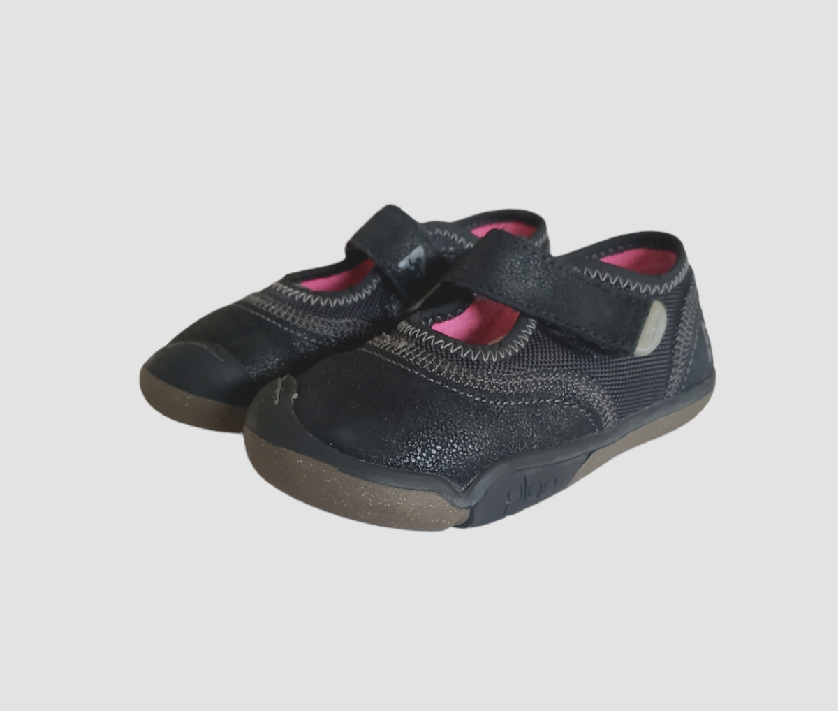 PLAE Emme Girl's Black Leather Shoes w/ Single Strap Toddler Size