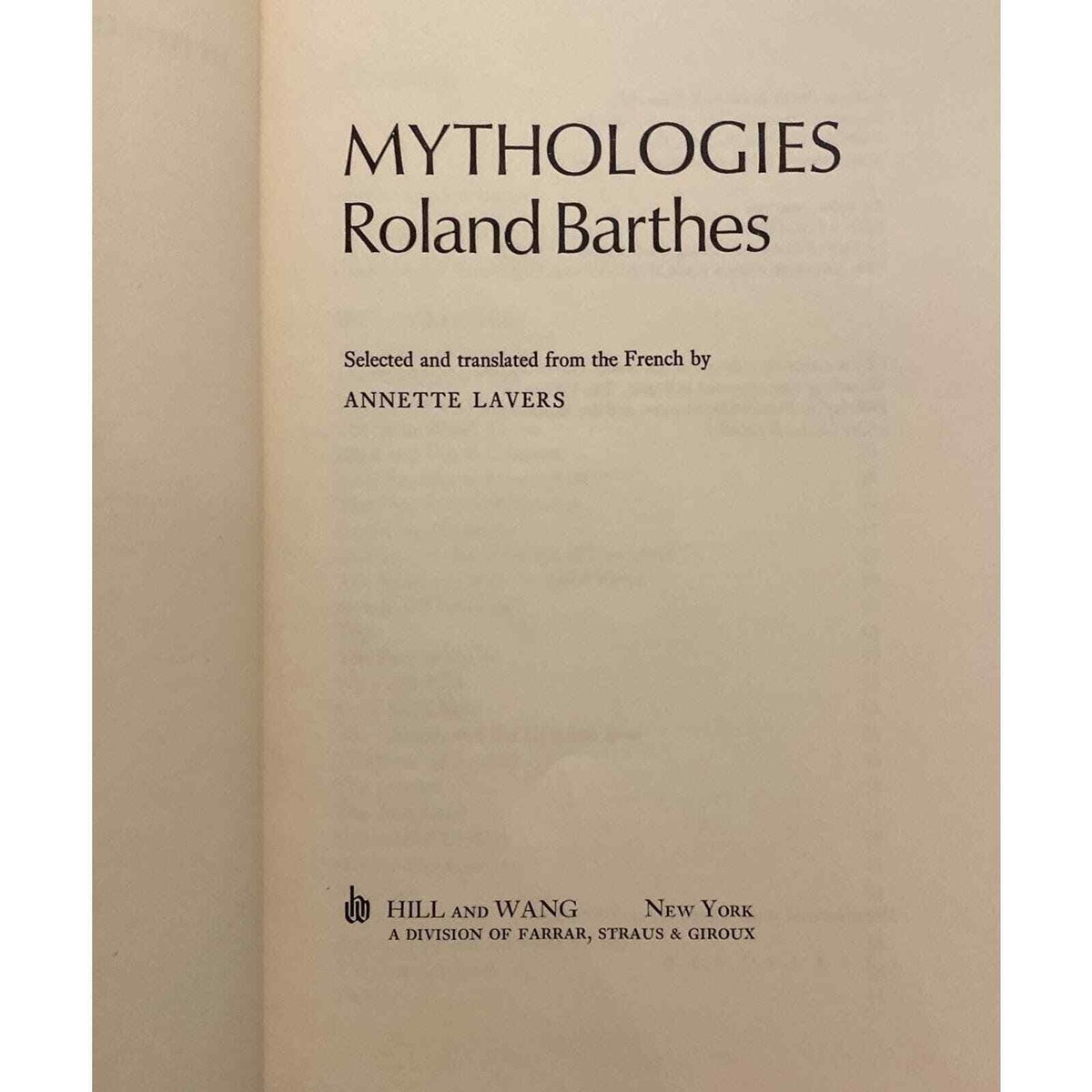 MYTHOLOGIES Roland Barthes 9780061964367| eBay