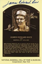 James "Jim" Edward Rice FULL NAME Signed Autographed HOF Plaque Postcard PSA/DNA