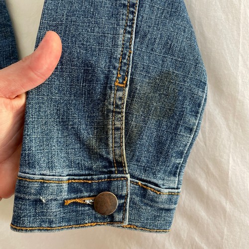 Y2K Vintage BUBBLE GUM Girls sz L - Button Up Distressed Denim Jacket 95% Cotton - Picture 6 of 9