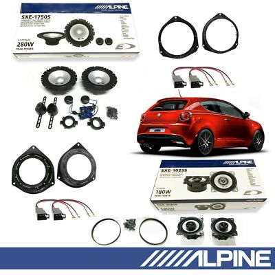 Kit 6 Lautsprecher ALPINE Front 165mm + 100mm für Alfa Mito 2008 2-Wege