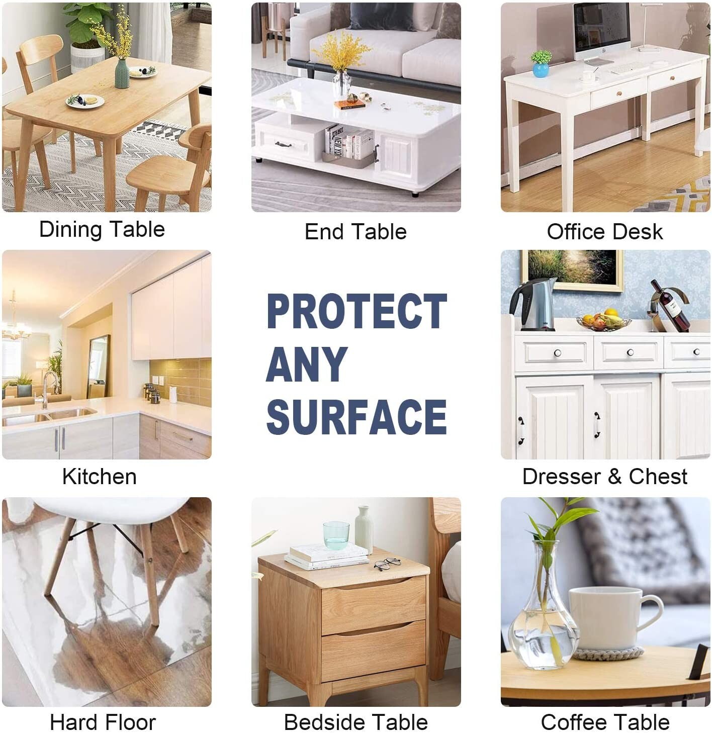 OstepDecor Clear Table Protector, 72" x 48" Clear Table Cover, 1.5mm Thick