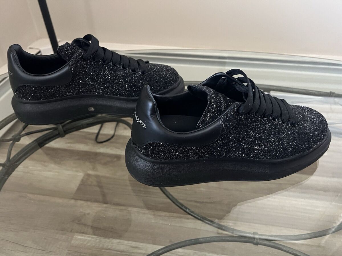 Alexander McQueen All Black Sparkle Leather Sneakers Size 40 Alexander McQueen All Black Sparkle Leather Sneakers Size 40